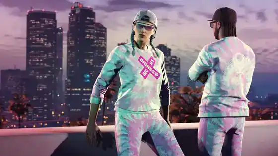 GTAOnline Screenshot Bigness Tie dye SweaterAndSportsPants